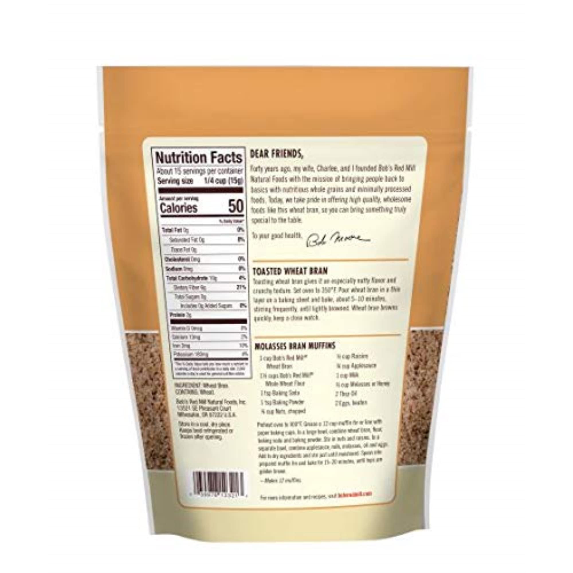 bob's red mill wheat bran texture closeup highlighting rustic ground bran and natural quality.
