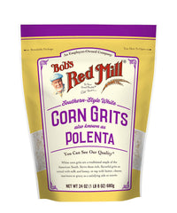 Bob's Red Mill White Corn Grits used in shrimp and grits.