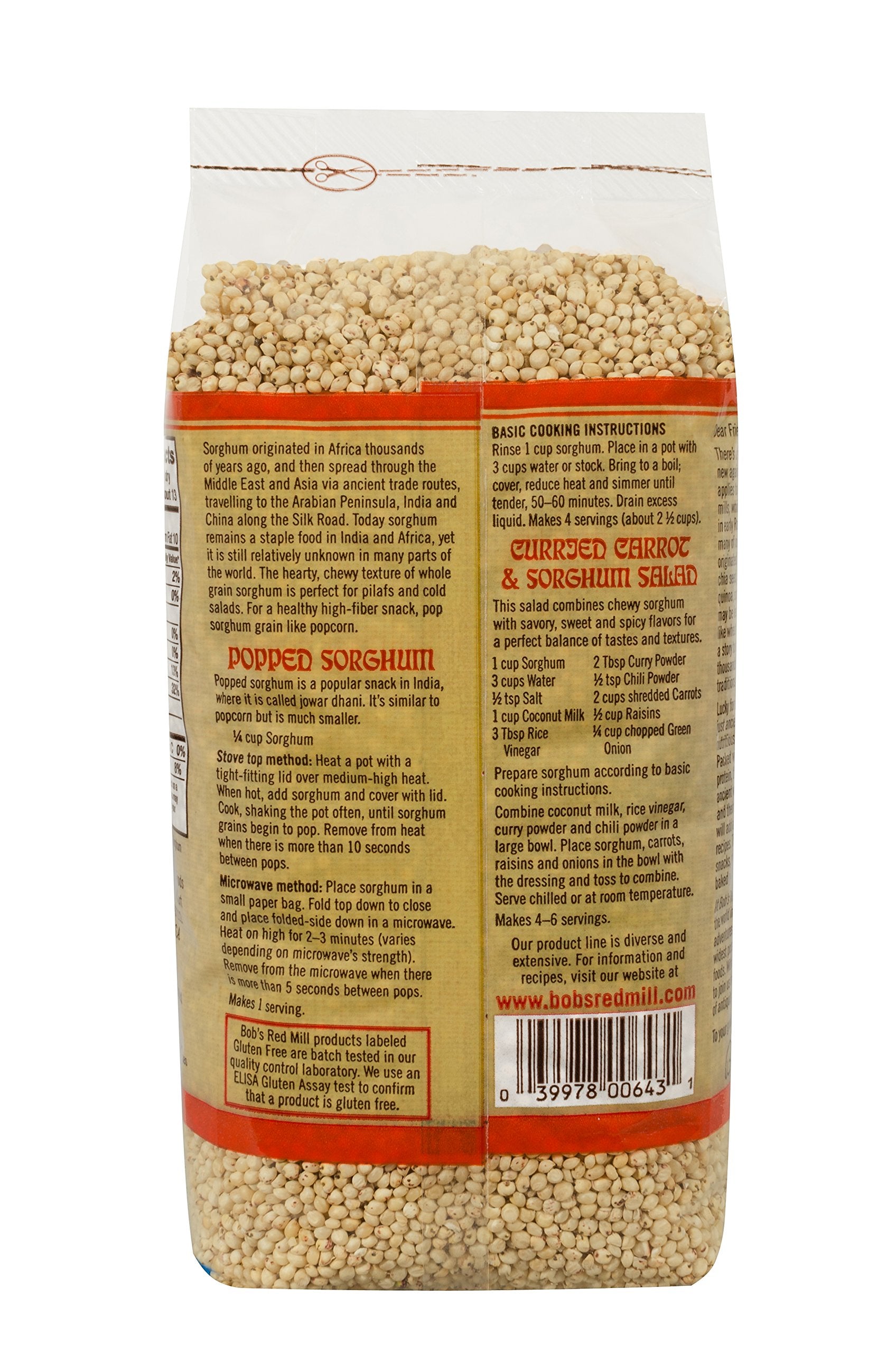 Bob's Red Mill sorghum in a bowl, ideal for salads and pilafs.