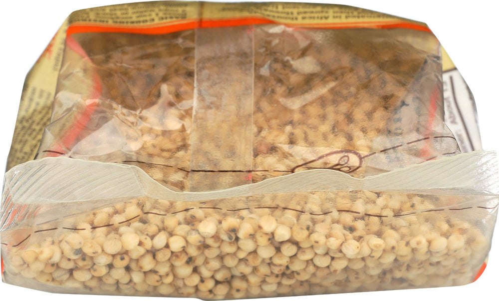 Bob's Red Mill sorghum packaging close-up shows gluten-free facility and testing.