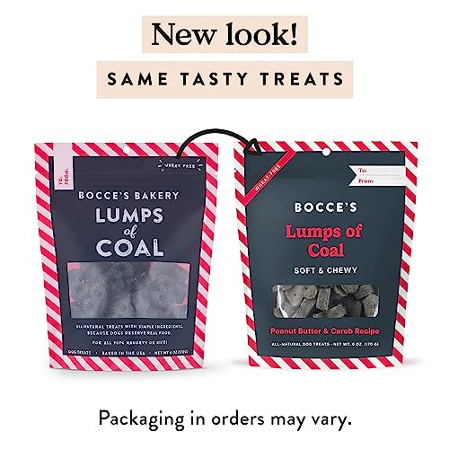 Bocce's Bakery Christmas dog treats with natural charcoal colorant in the mix.