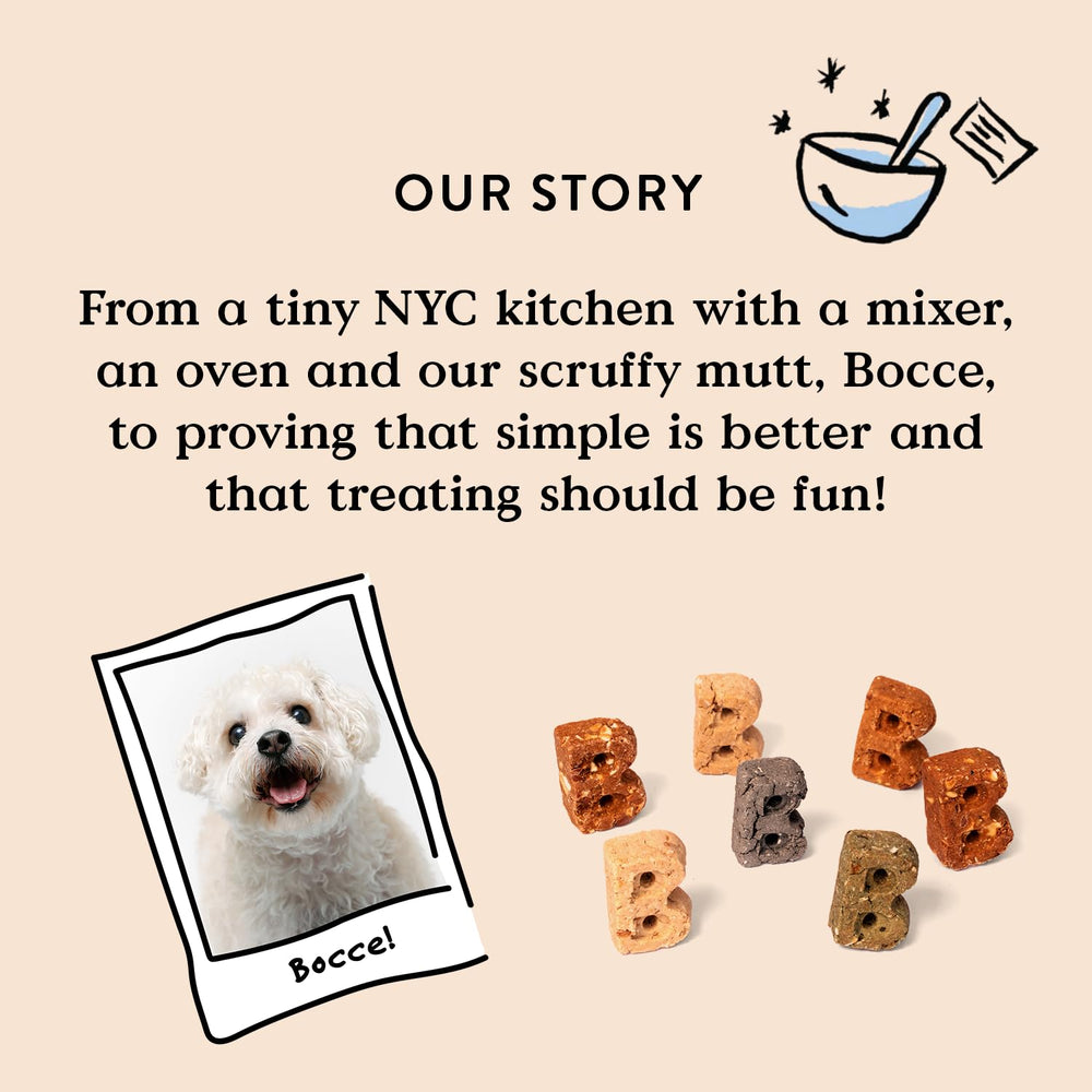 Five natural ingredients list from Bocce's Bakery Holly Jolly jerky sticks