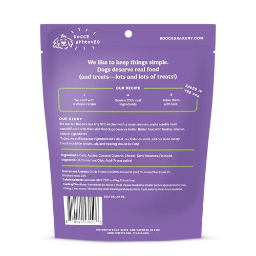 Bocce's Bakery Spiced Cider dog treats in a 6 oz bag for daily snacks.