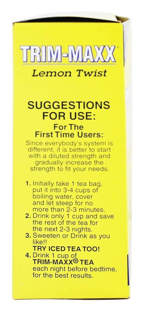 Body Breakthrough Diet Trim-Maxx Tea Lemon serving suggests daytime use.