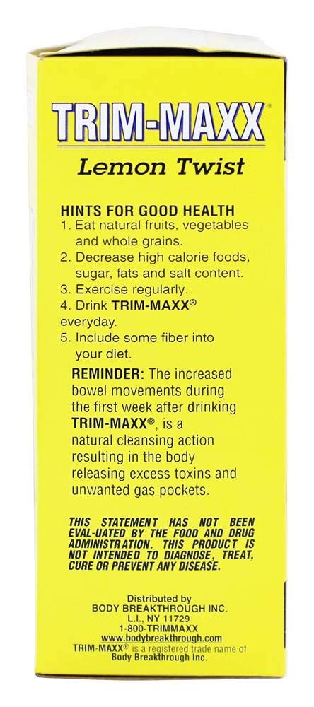 Body Breakthrough Diet Trim-Maxx Tea Lemon packaging label and branding.