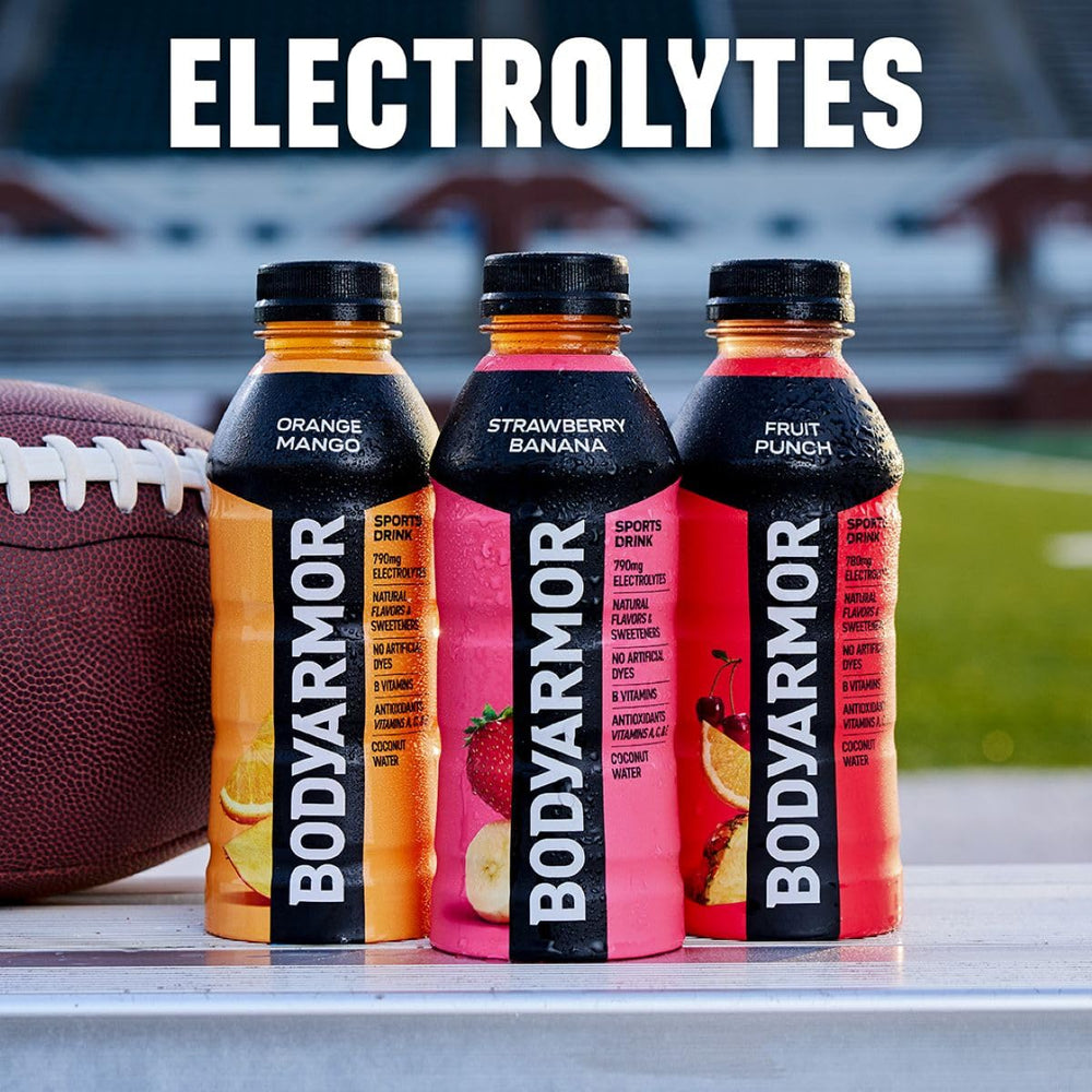 BODYARMOR 12-pack display evokes convenient athletic hydration on the go.