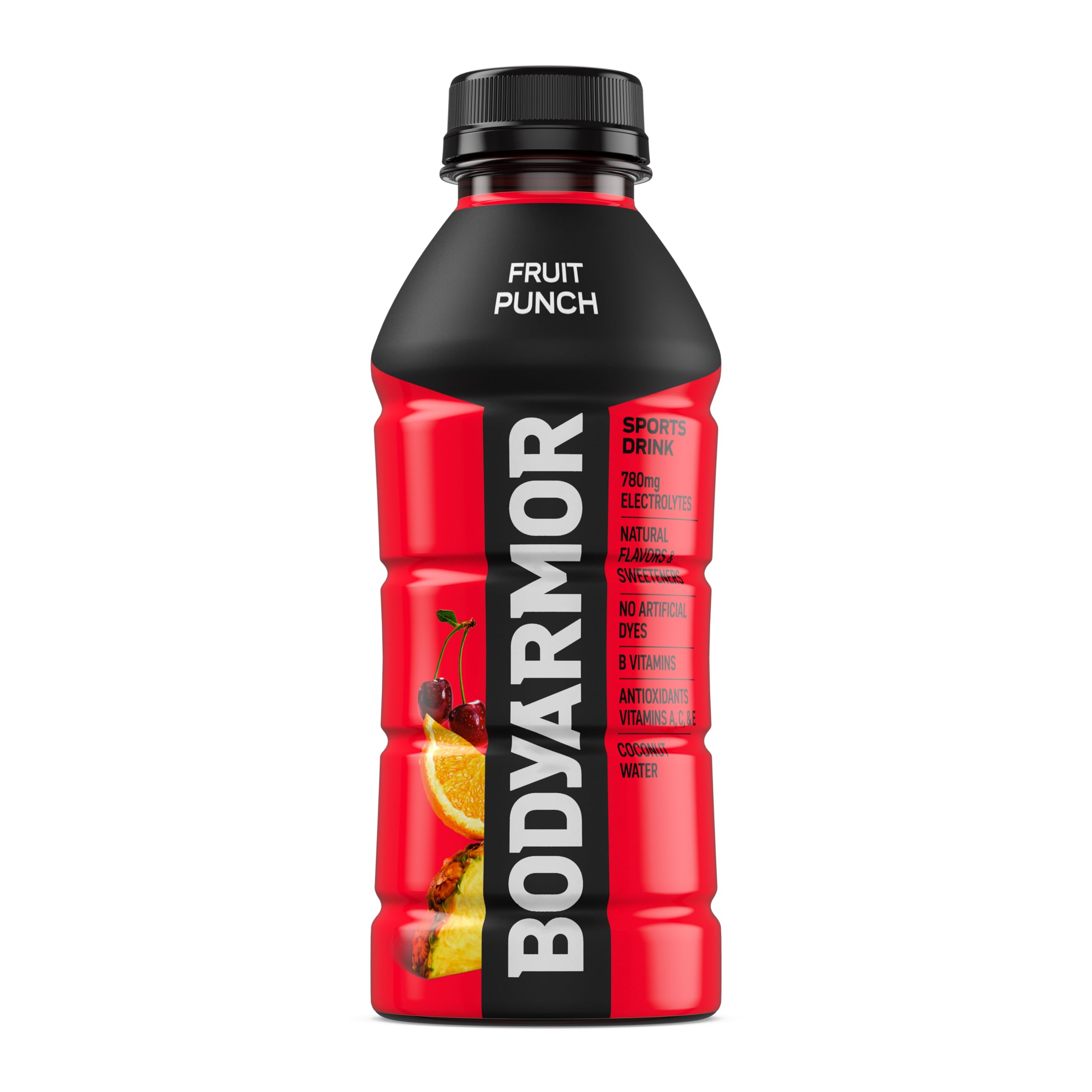 BODYARMOR athlete-use hydration shot emphasizes performance-friendly beverage.