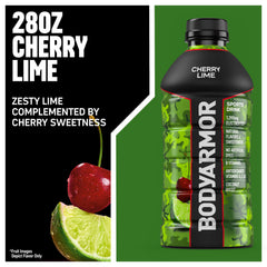 BodyARMOR Cherry Lime label close-up featuring antioxidants and no artificial additives.