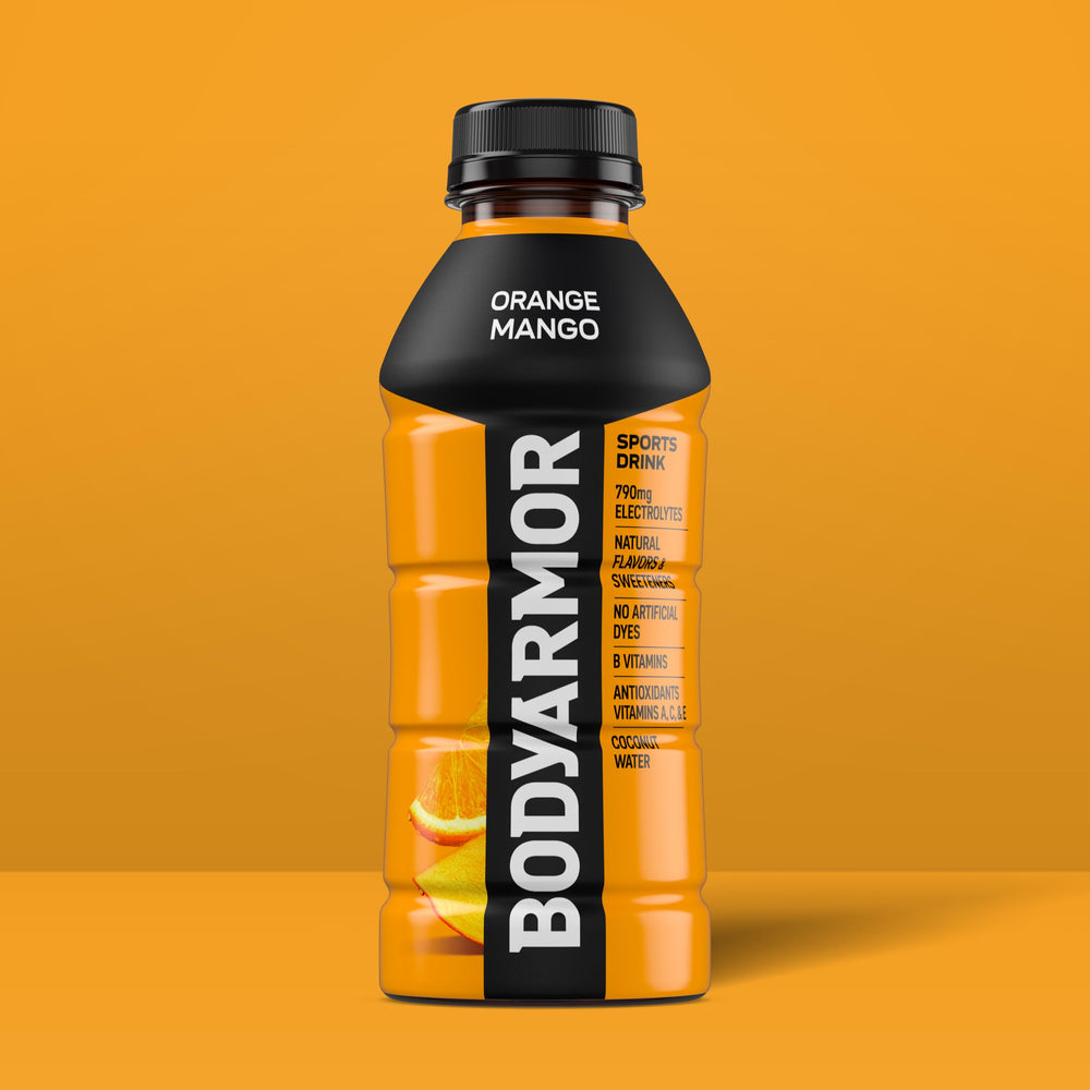 BODYARMOR electrolyte burst image signaling potassium-packed hydration support.