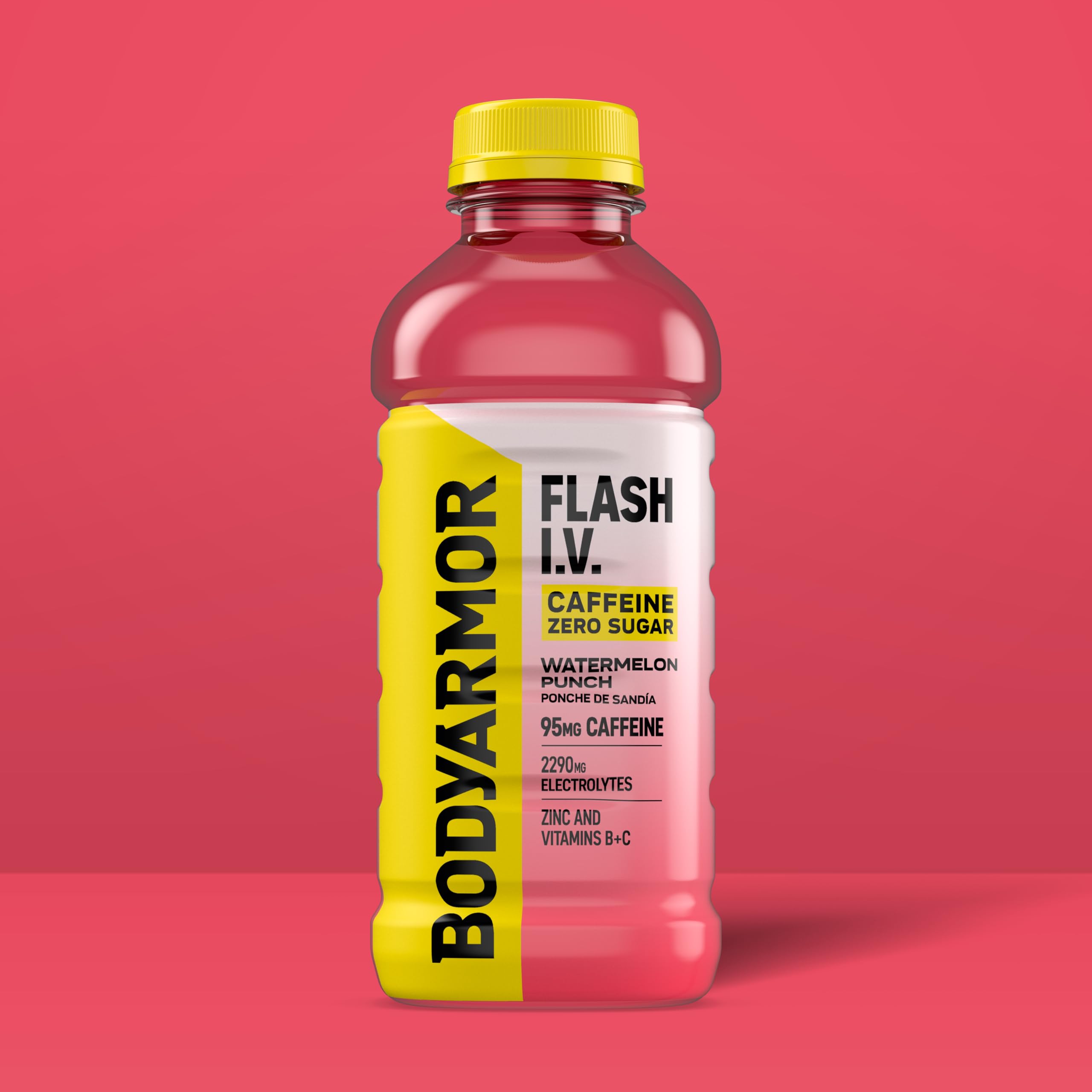 BODYARMOR Flash I.V. caffeine content close-up showing 95 mg per serving