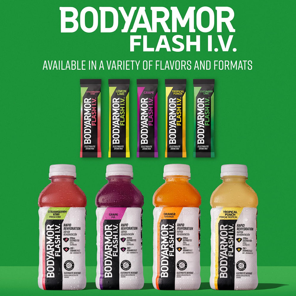 BodyArmor Flash IV cucumber lime coconut water detail emphasizes natural flavor
