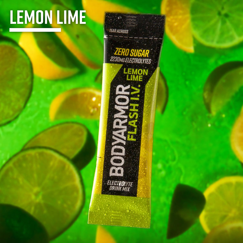 BODYARMOR Flash IV electrolyte packets deliver 2,230 mg electrolytes for balance.