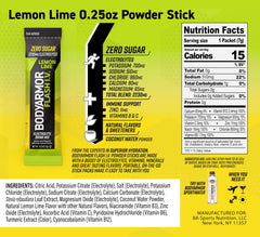 BODYARMOR Flash I.V. Lemon Lime stick dissolving for quick electrolyte refreshment.