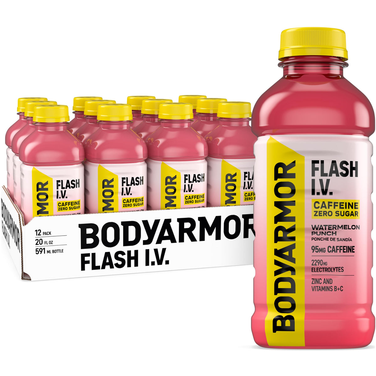 BODYARMOR Flash I.V. Watermelon Bottle for zero sugar hydration with electrolytes