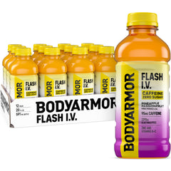 BODYARMOR Flash I.V. Zero Sugar Pineapple Passionfruit bottle for post-workout hydration.