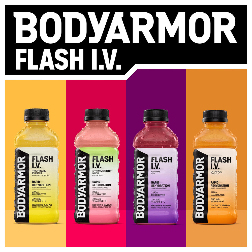 BODYARMOR Flash I.V. Zero Sugar Lemon Lime bottle convenient 12-pack for daily use