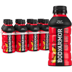 BODYARMOR Fruit Punch bottle front displays natural flavors for refreshing hydration