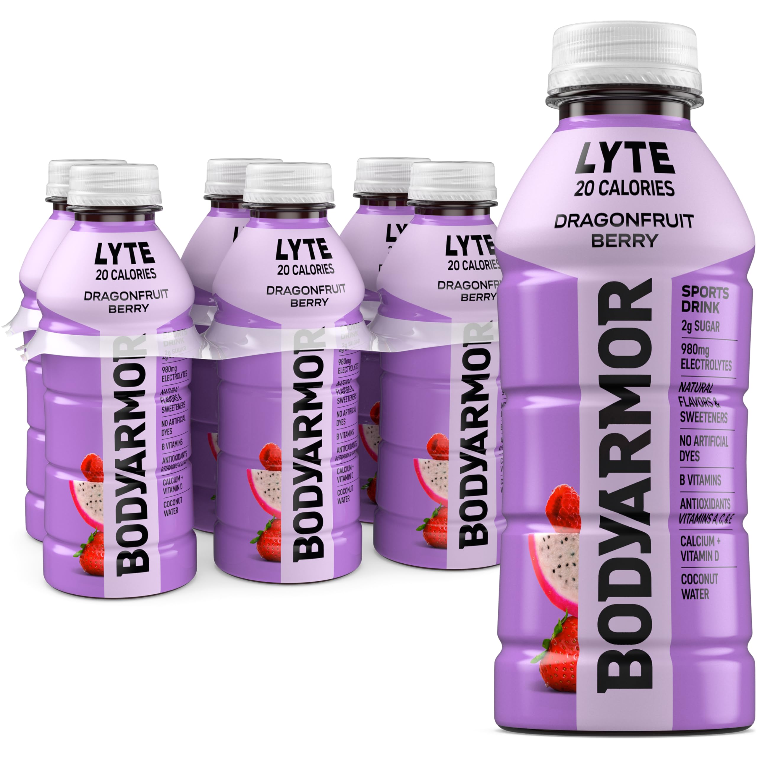 BODYARMOR Lyte Dragonfruit Berry bottle 16oz offering refreshing hydration for workouts.