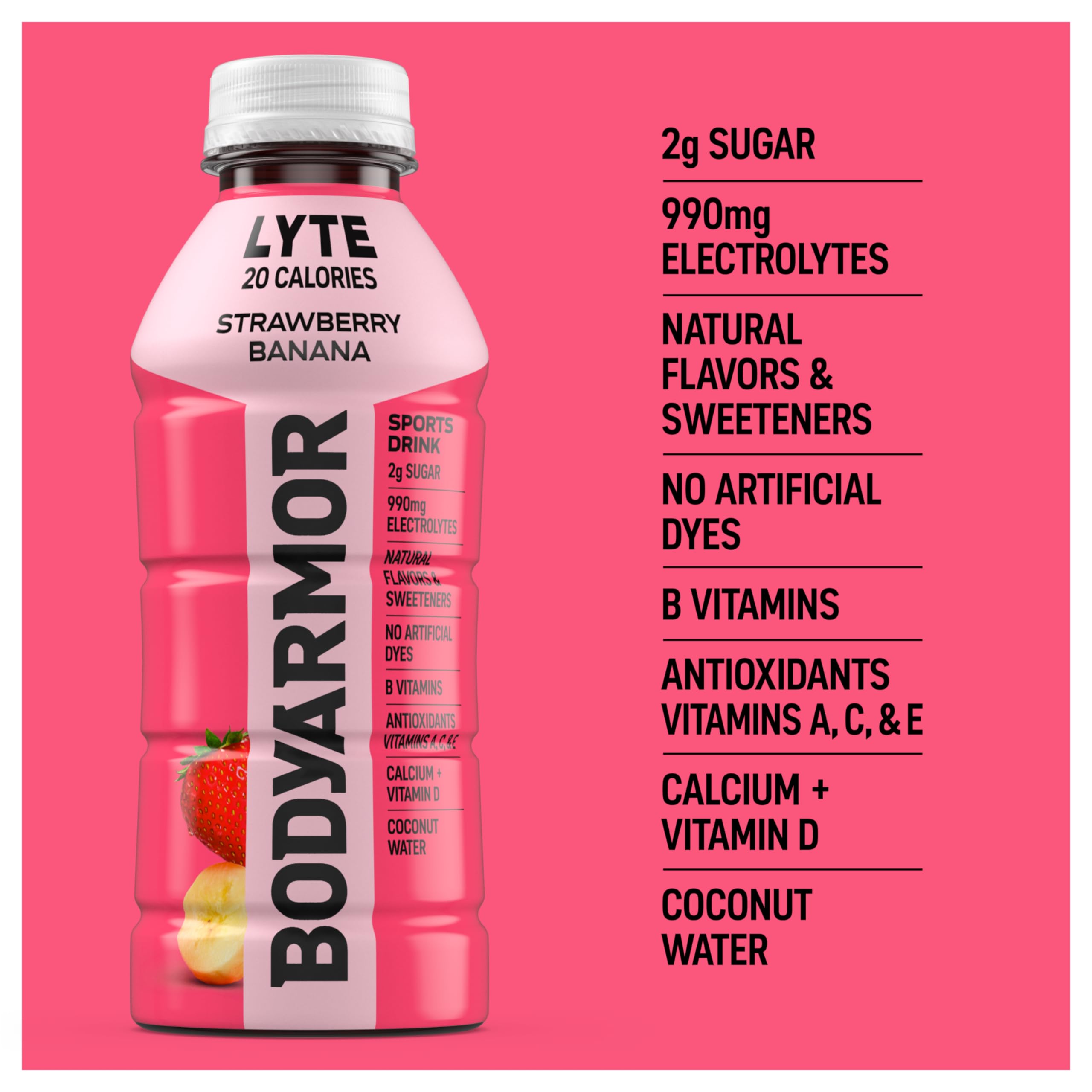 Nutrition label on BODYARMOR LYTE showing vitamins and antioxidants.