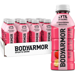 BODYARMOR LYTE strawberry-banana bottle with natural flavors for refreshing athlete hydration.