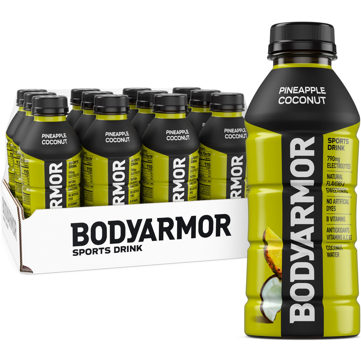 BODYARMOR pineapple coconut bottle for on-the-go hydration.
