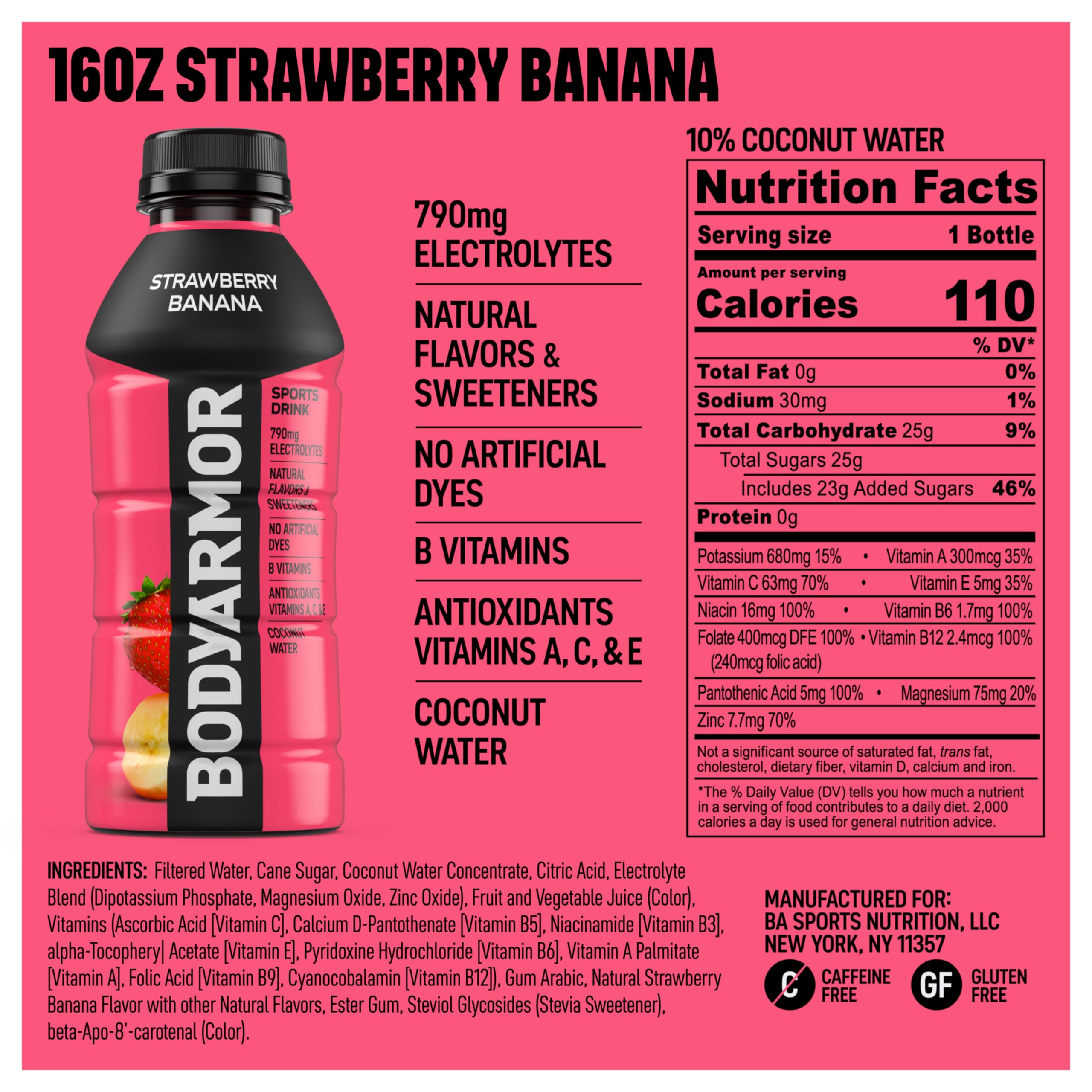 BODYARMOR Coconut water graphic highlights natural hydration and electrolyte balance.