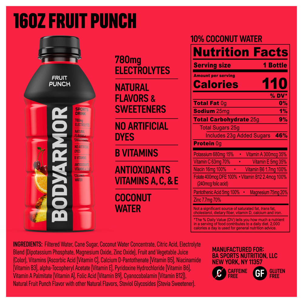 BODYARMOR sports drink pouring demonstrates quick hydration during workouts.