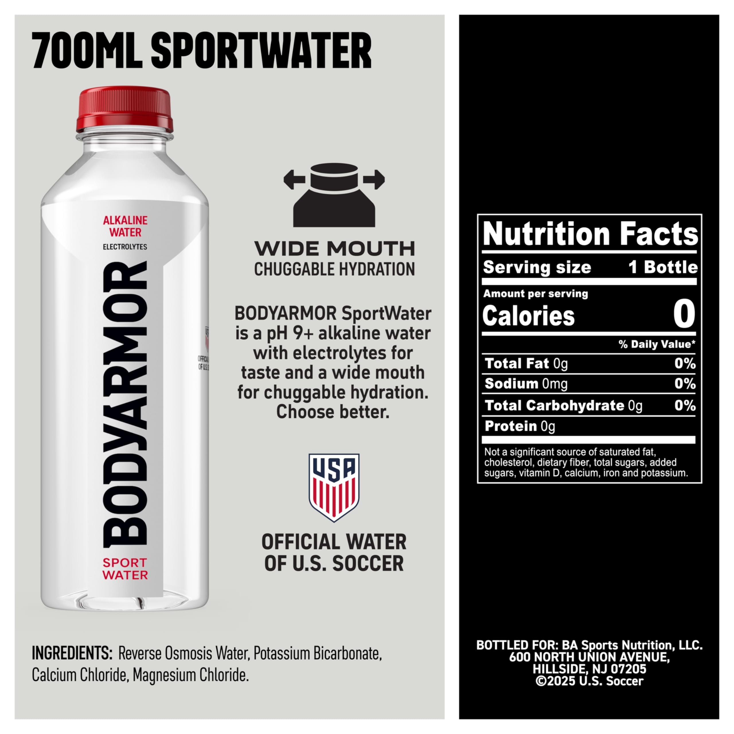 BODYARMOR SportWater 700 mL bottle ideal for daily hydration.