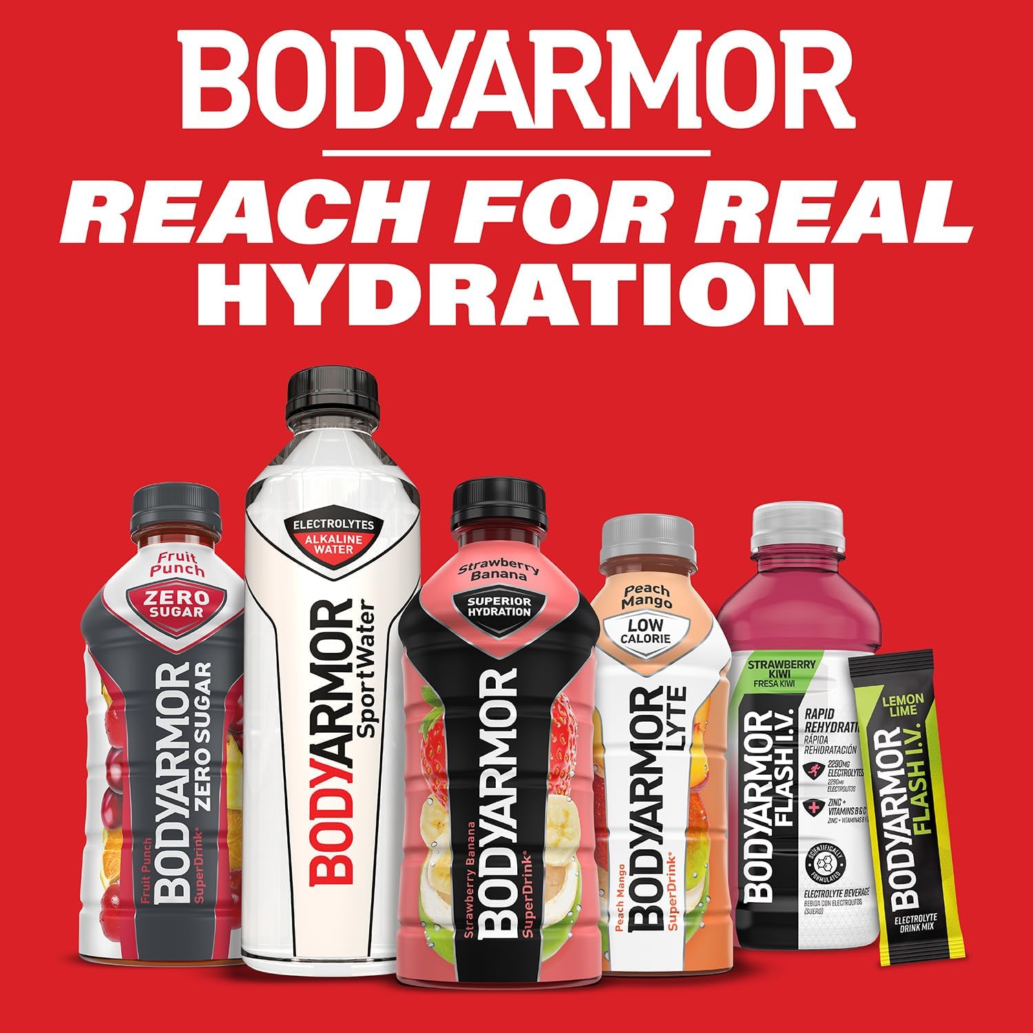 BODYARMOR SportWater close-up showing premium packaging and labeling.
