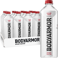 BODYARMOR SportWater bottle with splash for on-the-go hydration during workouts.