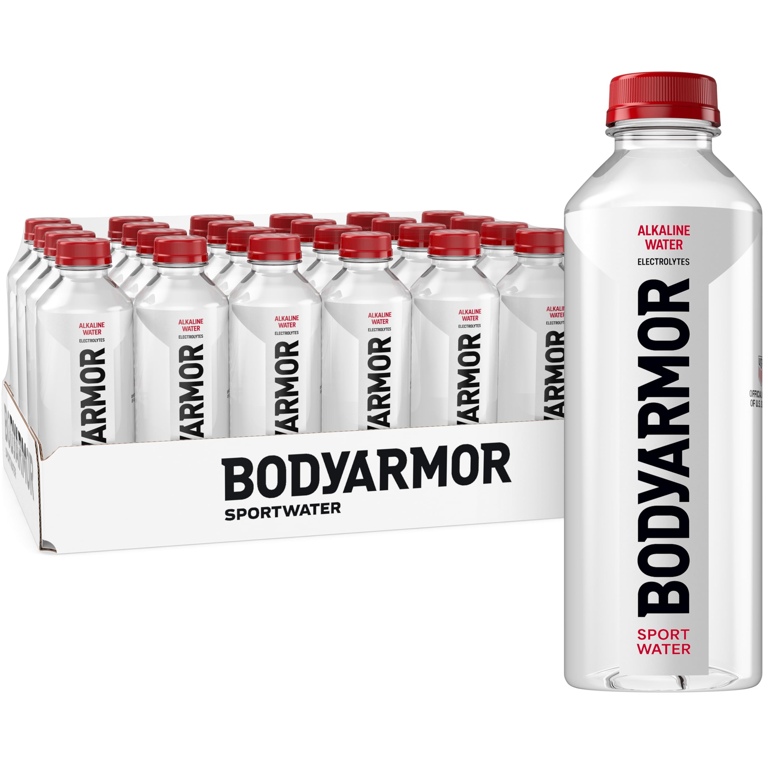 BODYARMOR SportWater wide-mouth bottle enables quick hydration during workouts.