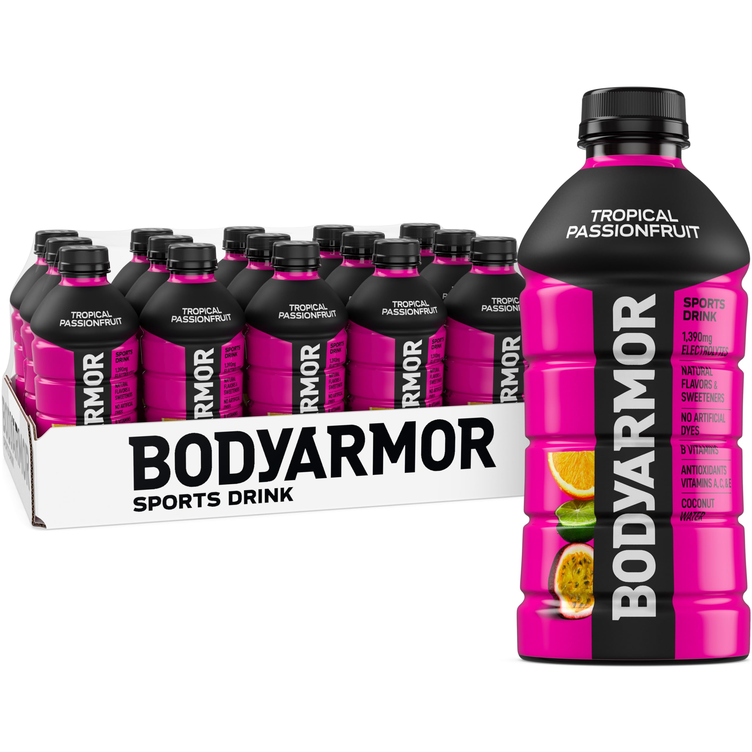 BODYARMOR Tropical Passionfruit bottle ready for workouts with refreshing hydration