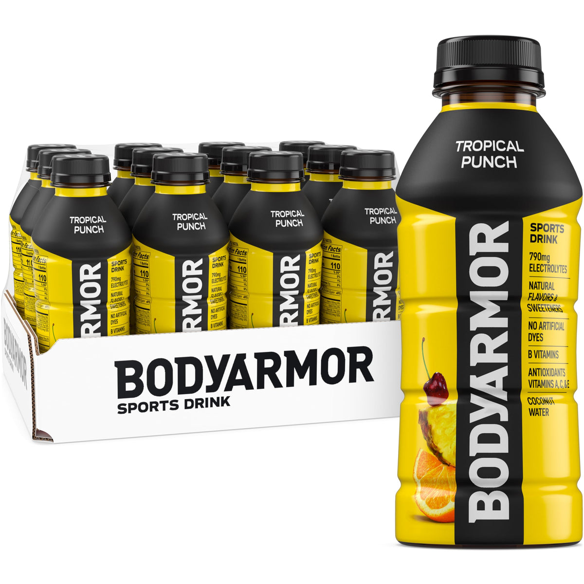 BODYARMOR Tropical Punch 16 oz bottle ready for workouts and hydration