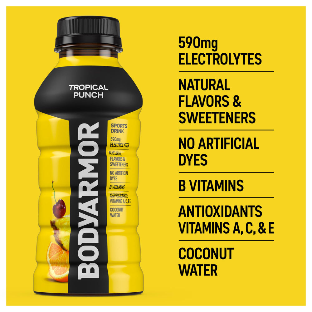 BODYARMOR Tropical Punch coconut water boost shown on label