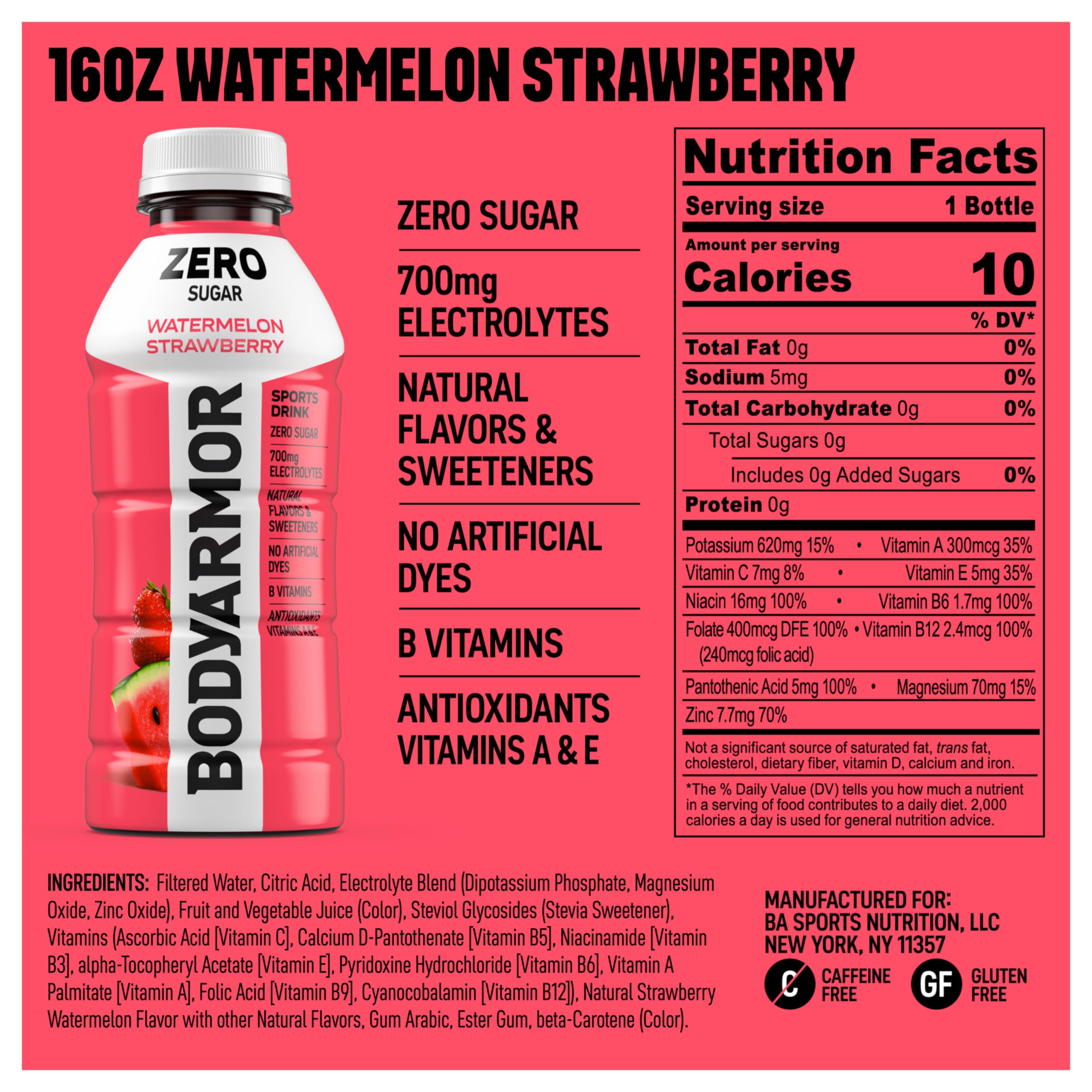 BODYARMOR Zero bottle pour illustrating on-the-go hydration.