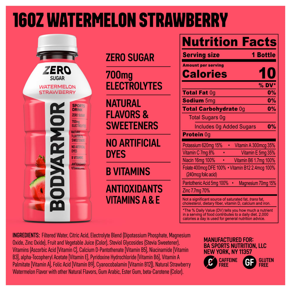 BODYARMOR Zero bottle pour illustrating on-the-go hydration.