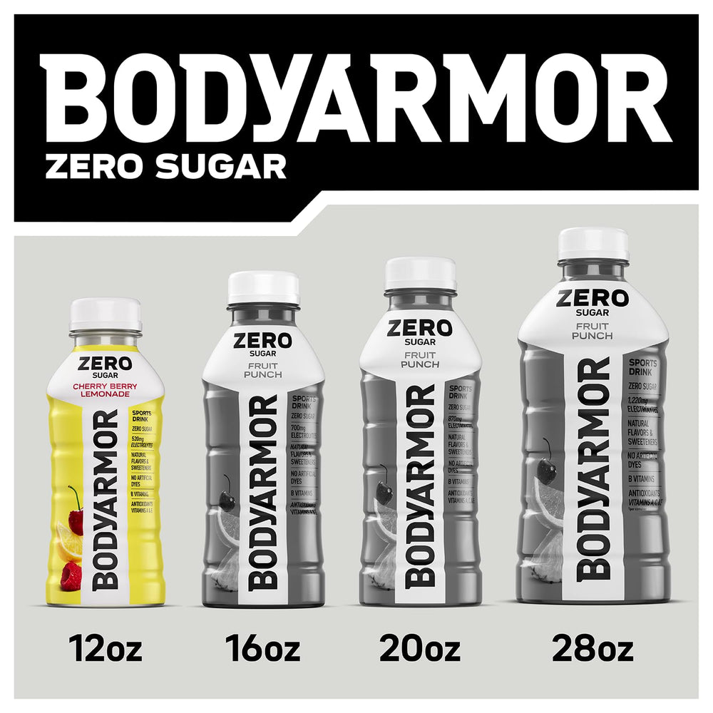 Nutrition panel on BODYARMOR Zero Sugar Cherry Berry Lemonade