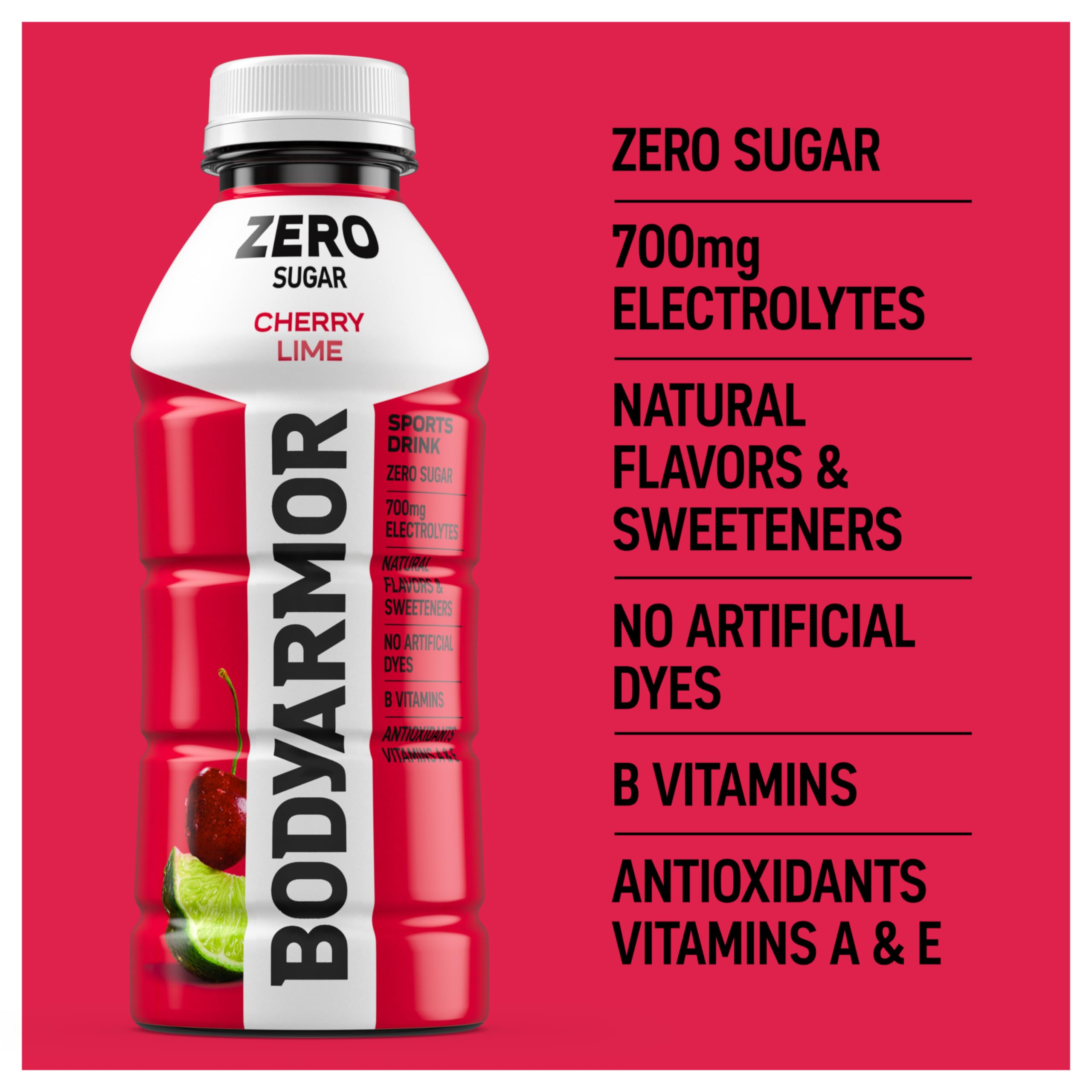 BODYARMOR Zero Sugar Cherry Lime bottle top view