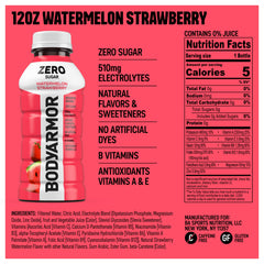 BODYARMOR Zero Sugar Watermelon Strawberry bottle pour showing quick hydration