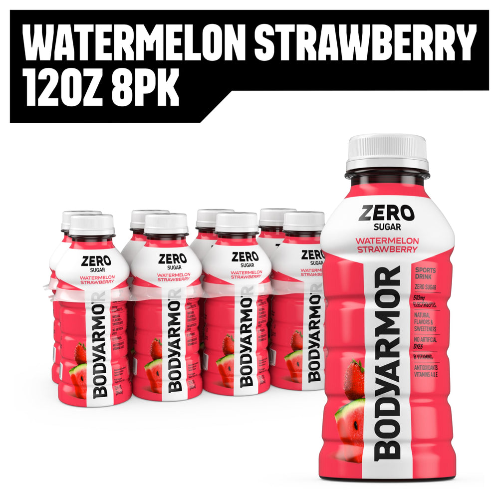 BODYARMOR Zero Sugar Watermelon Strawberry dynamic display teaser of product benefits