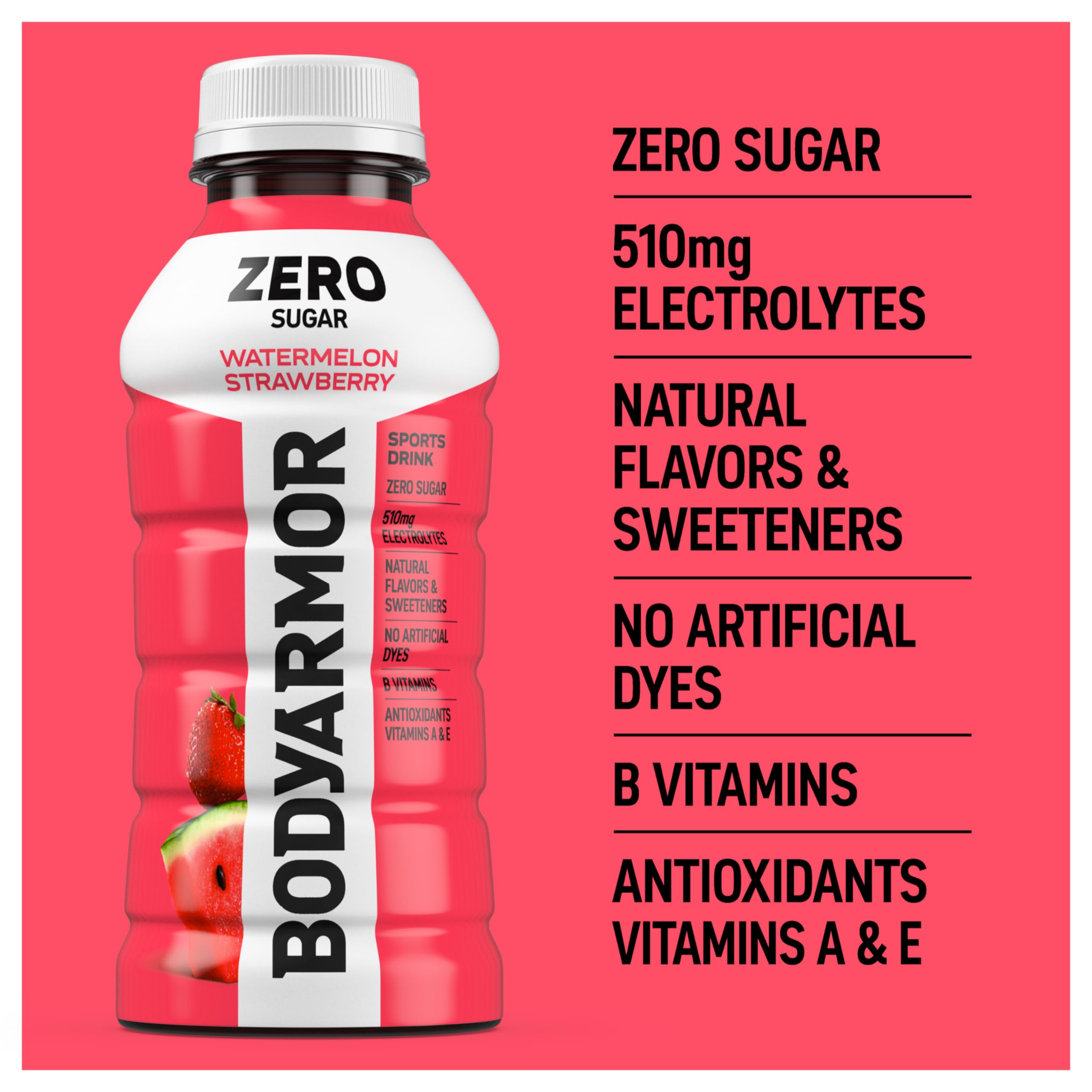 BODYARMOR Zero Sugar Watermelon Strawberry on a bike-ready setup for workouts