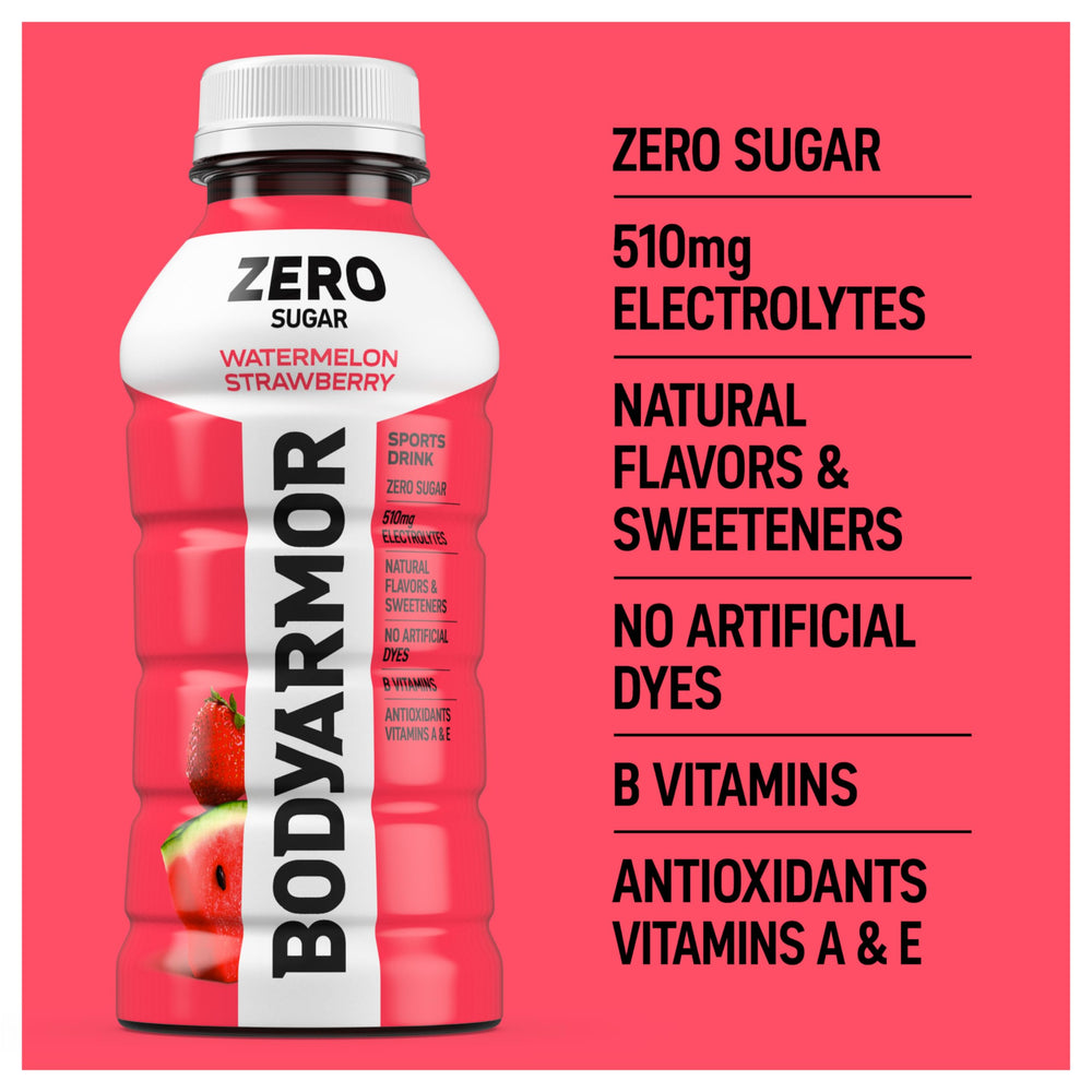 BODYARMOR Zero Sugar Watermelon Strawberry on a bike-ready setup for workouts