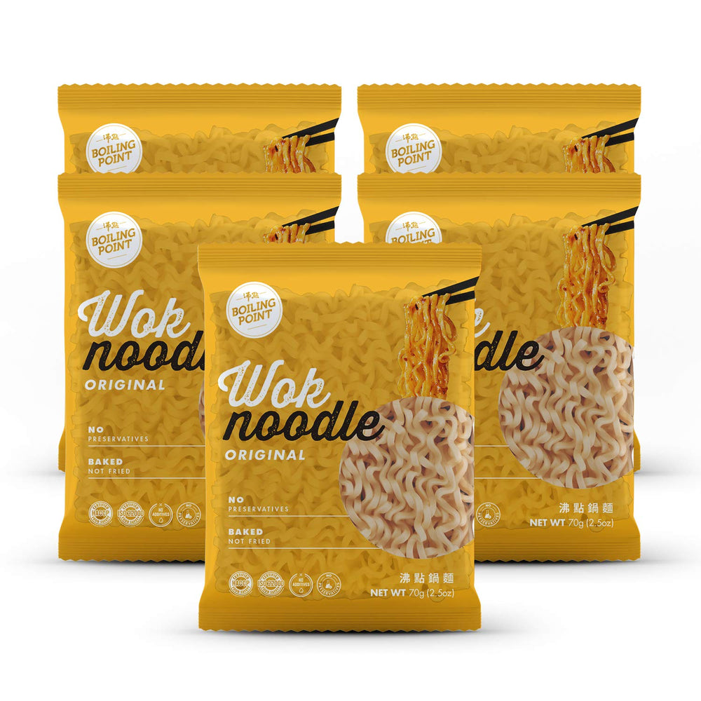 Boiling Point Wok Noodles packaging showcases premium quality for fast, flavorful meals.