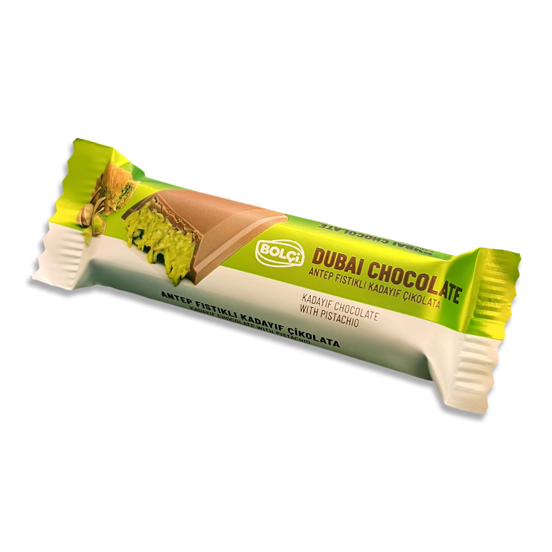 Bolci Dubai chocolate bar packaging conveys luxury and Dubai-inspired indulgence for gifting.