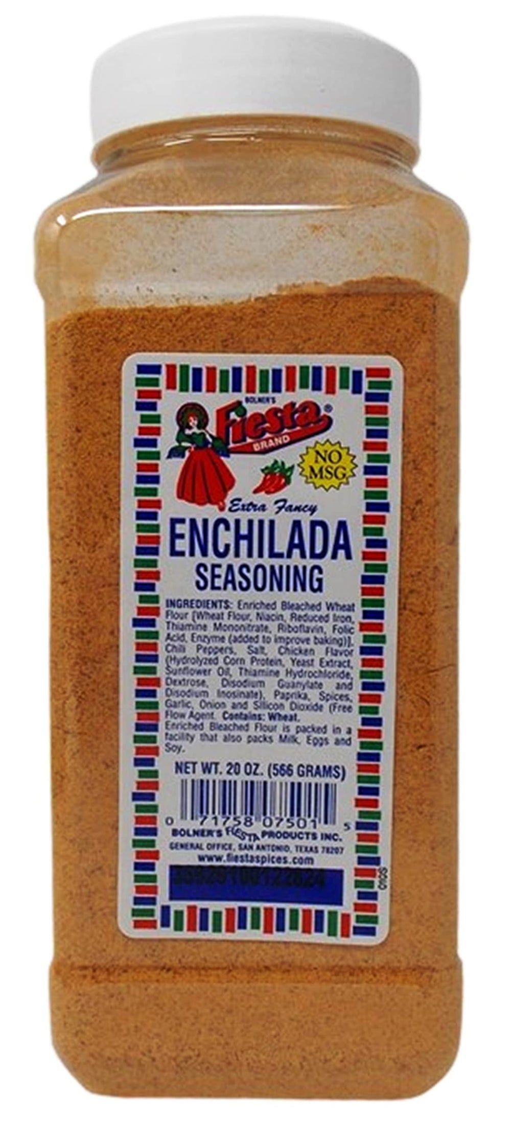 Bolner's Fiesta enchilada seasoning bottle top view for authentic home flavor