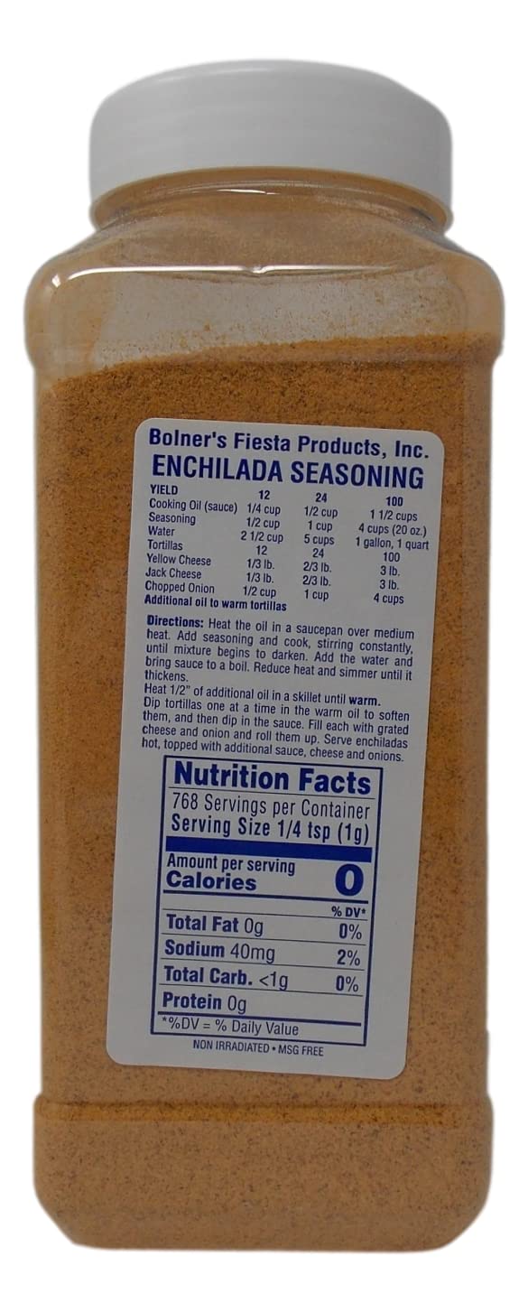 Bolner's Fiesta enchilada seasoning packaging front showing quality ingredients