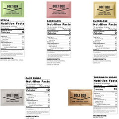 Bolt Box cane sugar packets ready for cafes and kitchens.