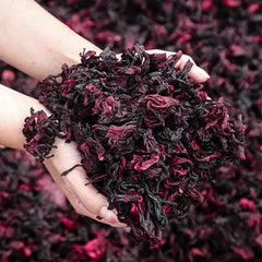 Bombala dried hibiscus flowers show vibrant color and aroma for refreshing tea.