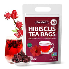 Bombala hibiscus tea bags for caffeine-free, flavorful brews.