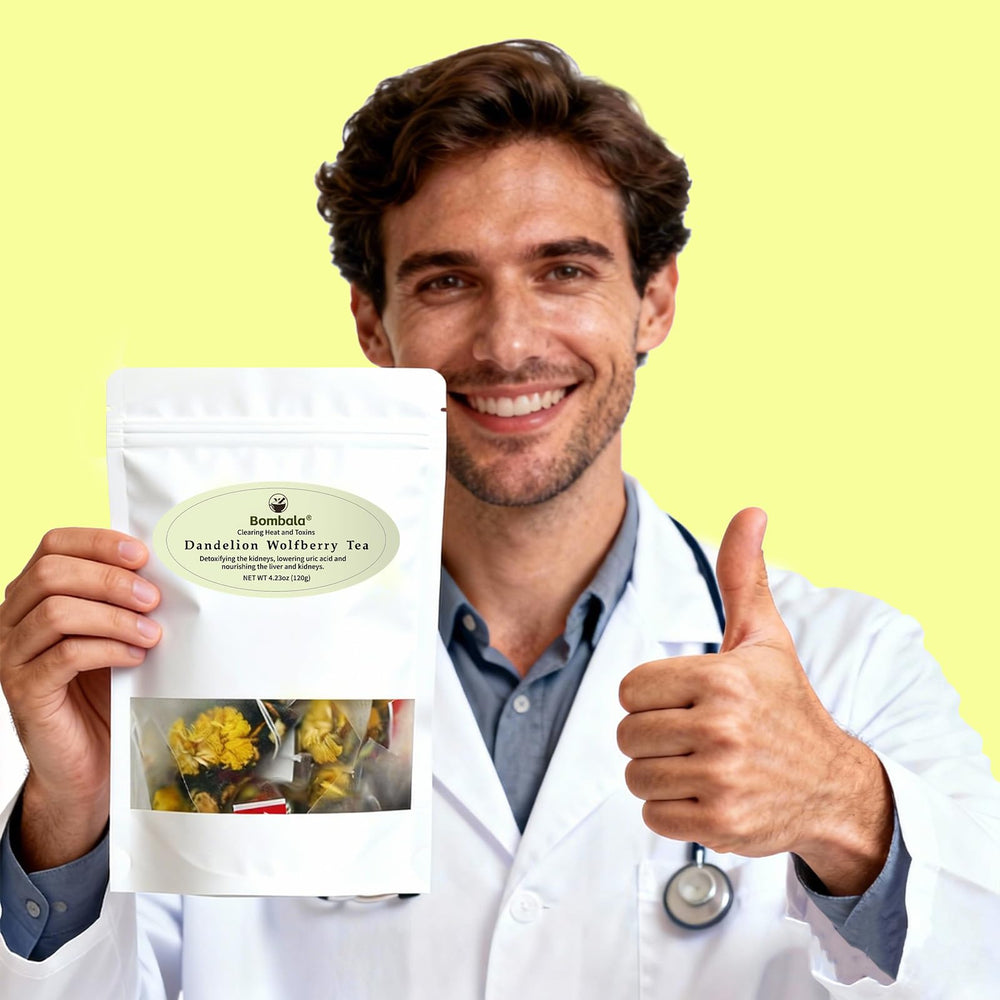 Non-GMO, caffeine-free Bombala tea label on packaging